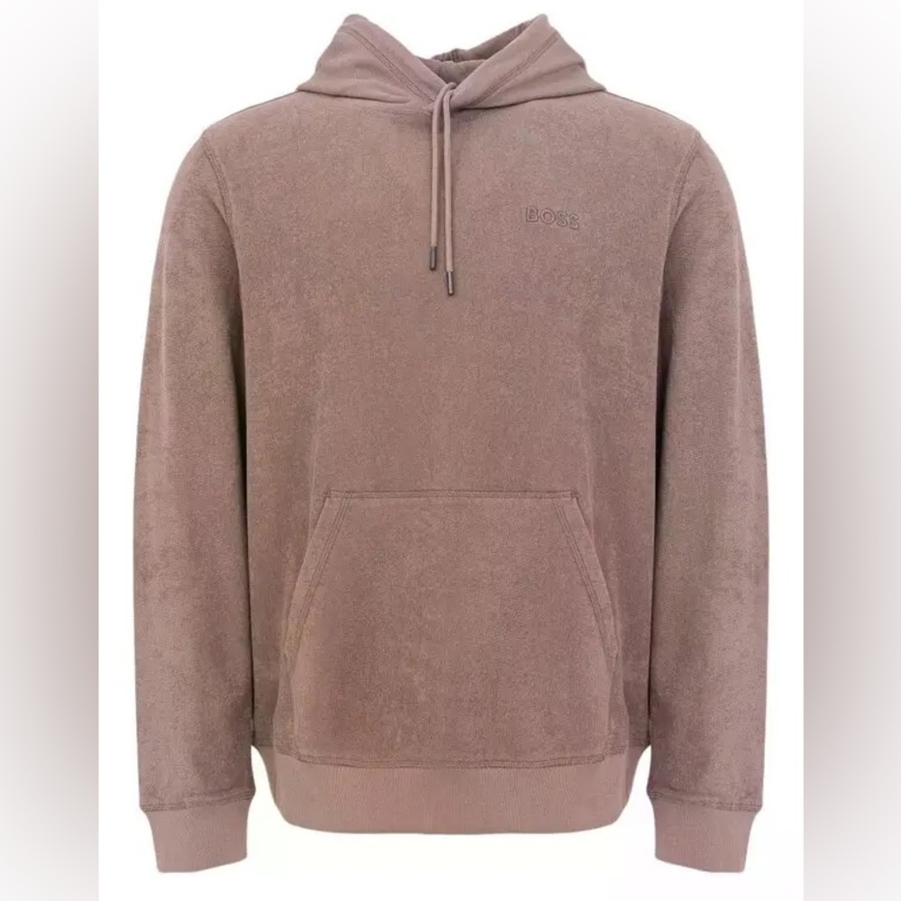 Hugo Boss Terry Cloth Pullover Hoodie in brown tan size medium